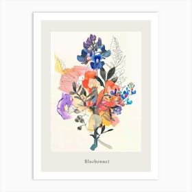 Bluebonnet 3 Collage Flower Bouquet Poster Art Print