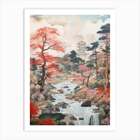 Ritsurin Garden In Kagawa, Ukiyo E Drawing 4 Art Print