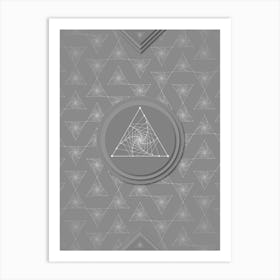 Geometric Glyph Abstract with Hex Array Pattern in Gray n.0241 Art Print