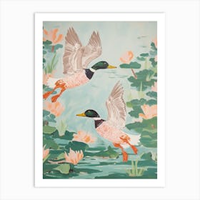 Vintage Japanese Inspired Bird Print Duck 2 Art Print