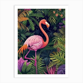 Greater Flamingo Portugal Tropical Illustration 5 Art Print