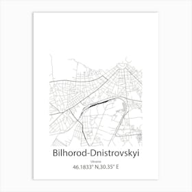 Bilhorod Dnistrovskyi,Ukraine Minimalist Map Art Print