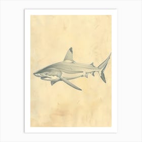 Blue Shark Vintage Illustration 2 Art Print