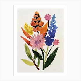 Painted Florals Celosia 3 Art Print