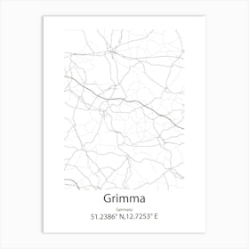 Grimma,Germany Minimalist Map Art Print