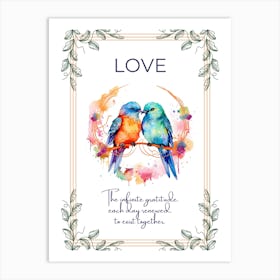 Birds Love Quote variation 2 Art Print