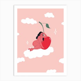 Dreamy Cherry Girl Art Print