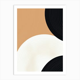 Bauhaus Dreamscape: Abstract Beige Circles Art Print