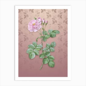 Vintage Damask Rose Botanical on Dusty Pink Pattern n.0127 Art Print
