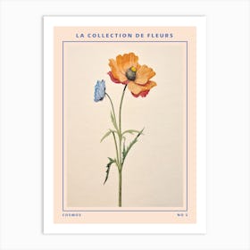 Cosmos 2 French Flower Botanical Poster Art Print
