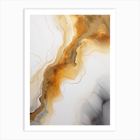 Ochre And White Flow Asbtract Painting 2 Art Print
