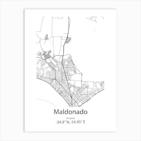 Maldonado,Uruguay Minimalist Map Art Print