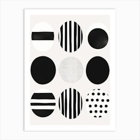 Black And White Circles 1 Art Print