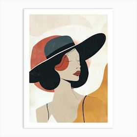 Woman In A Hat, Minimalism Art Print