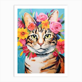 American Bobtail Cat With A Flower Crown Painting Matisse Style 3 Art Print
