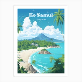 Ko Samui Thailand Island Modern Travel Illustration Art Print