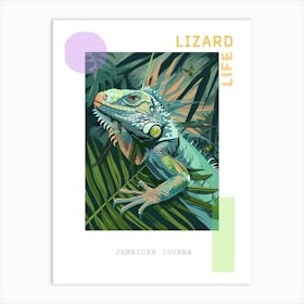 Turquoise Jamaican Iguana Abstract Modern Illustration 5 Poster Art Print
