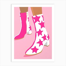 Pink Star Boots Art Print