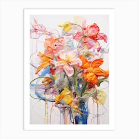 Abstract Flower Painting Bergamot 1 Art Print