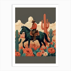 Cowboy In The Desert 23 Art Print