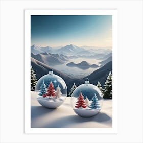 Christmas Tree In The Snow Ball Art Print