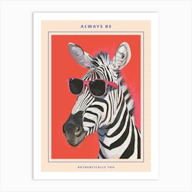 Kitsch Portrait Of A Zebra In Sunglasses 3 Poster Art Print