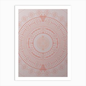 Geometric Abstract Glyph Circle Array in Tomato Red n.0003 Art Print