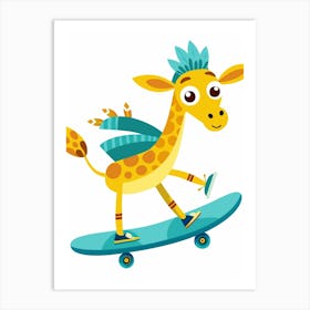 Giraffe On Skateboard 1 Art Print