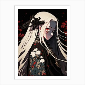 Anime Girl With White Hair Art Print