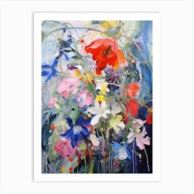 Abstract Flower Painting Lobelia 2 Art Print