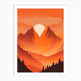 Misty Mountains Vertical Composition In Orange Tone 106 Art Print