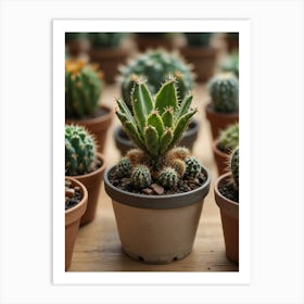 Cactus In Pots Art Print