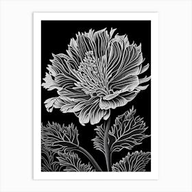 Calendula Leaf Linocut 5 Art Print