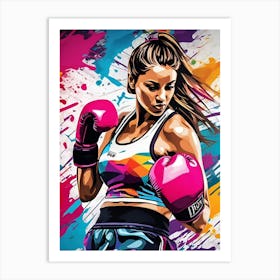 Boxer Girl, Graffiti, sport, colorful, woman Art Print