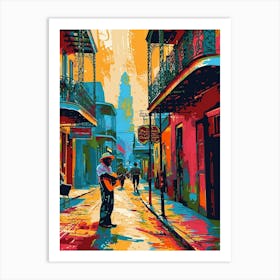 Frenchmen Street Retro Pop Art 4 Art Print