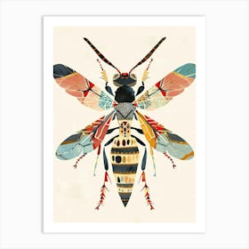 Colourful Insect Illustration Wasp 12 Art Print