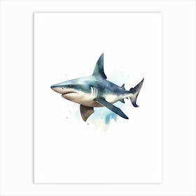 Cartoon Watercolour Blacktip Shark Kids Nursery 4 Art Print