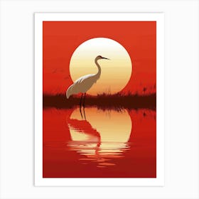 Egret At Sunset Art Print