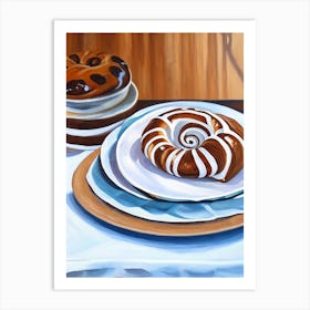 Cinnamon Roll Bakery Product Acrylic Painting Tablescape 2 Art Print