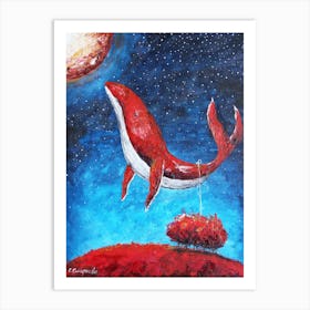 Red Whale Art Print