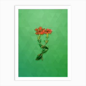 Vintage Bunge's Lychnis Flower Botanical Art on Classic Green Art Print