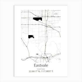 Eastvale,United States Minimalist Map Art Print