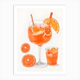 Aperol With Ice And Orange Watercolor Vertical Composition 53 Art Print