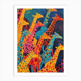 Abstract Geometric Giraffe Herd 3 Art Print