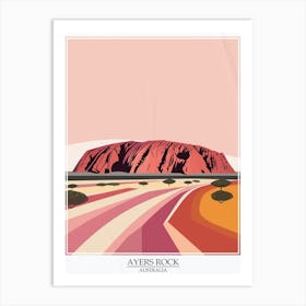 Ayers Rock Australia Color Line Drawing 1 Poster Art Print