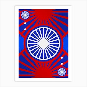 Geometric Abstract Glyph in White on Red and Blue Array n.0006 Art Print