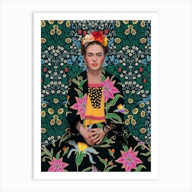 Mexican woman with flowers in her hair Art Print