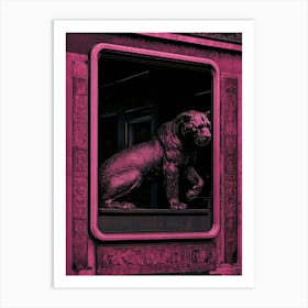 Lion In The Window Art Print