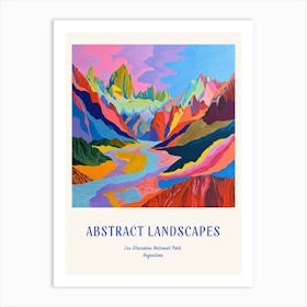 Colourful Abstract Los Glaciares National Park Argentina 6 Poster Blue Art Print