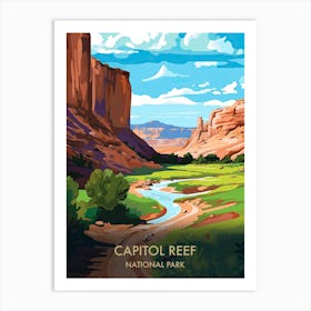 Capitol Reef National Park Travel Poster Illustration Style 3 Art Print